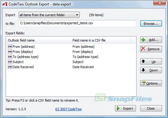 CodeTwo Outlook Export Ekran görüntüsü 1