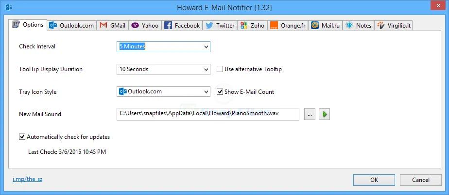 Howard E-Mail Notifier Ekran görüntüsü 2