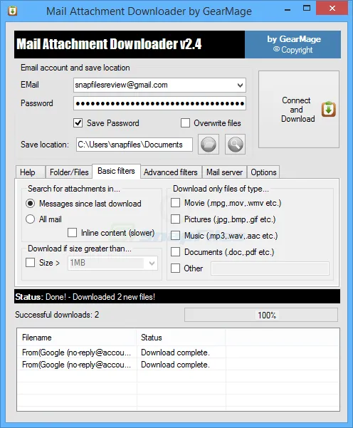 Mail Attachment Downloader Ekran görüntüsü 2