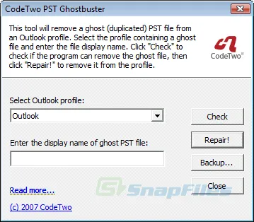 CodeTwo PST Ghostbuster Ekran görüntüsü 1