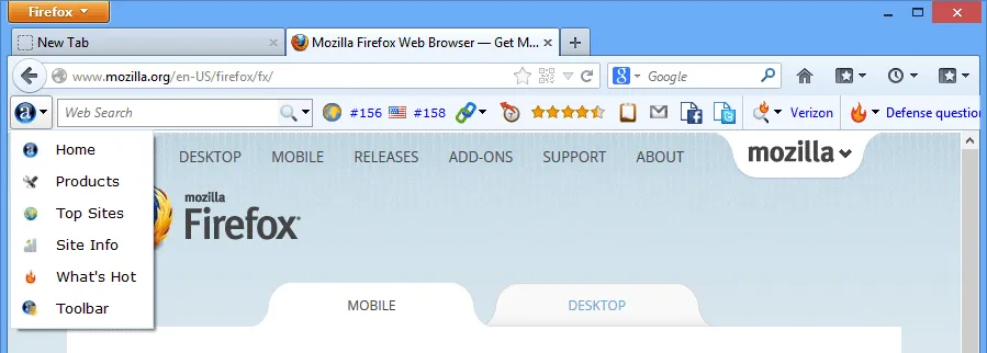 Alexa Toolbar for Firefox Ekran görüntüsü 1