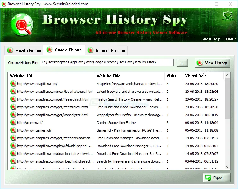 Browser History Spy Ekran görüntüsü 1