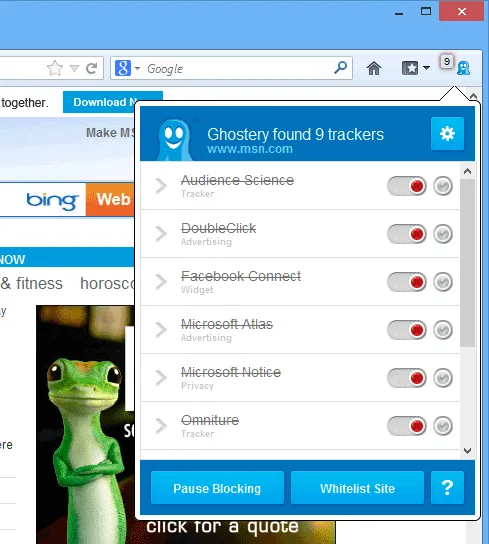 Ghostery for Firefox Ekran görüntüsü 1