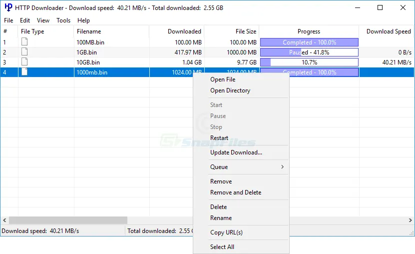 HTTP Downloader Ekran görüntüsü 1