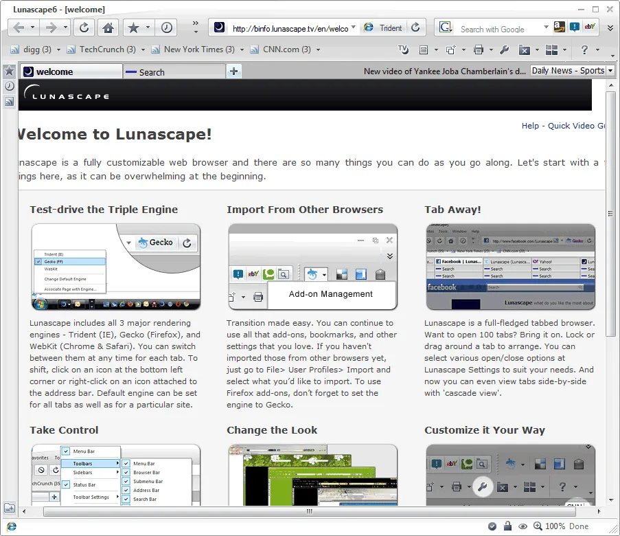 Lunascape Ekran görüntüsü 1