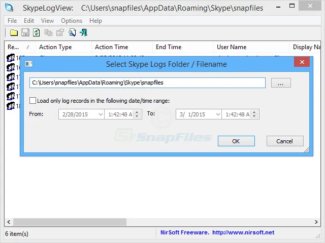 SkypeLogView Ekran görüntüsü 2