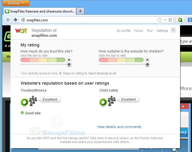 WOT for Firefox Ekran görüntüsü 1