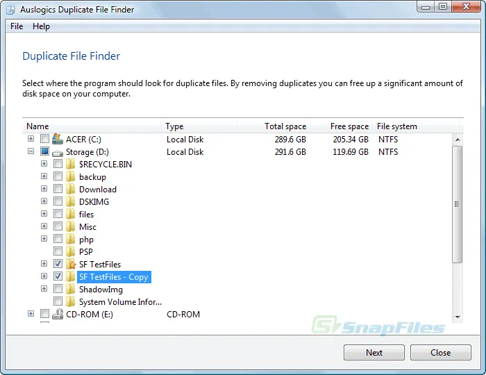 Auslogics Duplicate File Finder Ekran görüntüsü 1