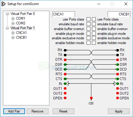 Null-modem Emulator (com0com) Ekran görüntüsü 2