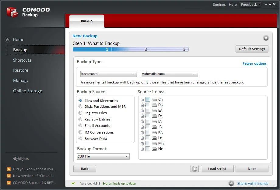 Comodo Backup Ekran görüntüsü 2