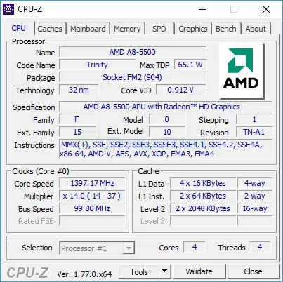 CPU-Z Ekran görüntüsü 1