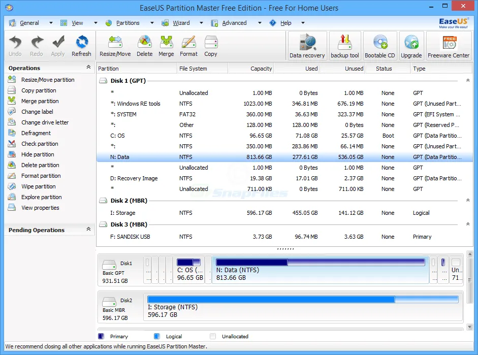 EaseUS Partition Master Ekran görüntüsü 1