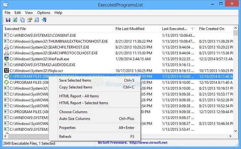 ExecutedProgramsList Ekran görüntüsü 1