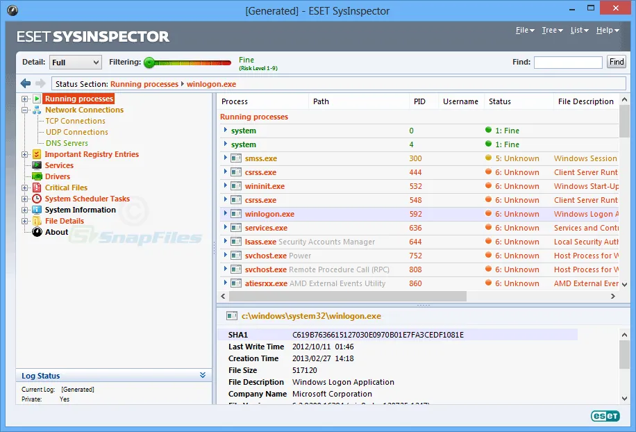 ESET SysInspector Ekran görüntüsü 1