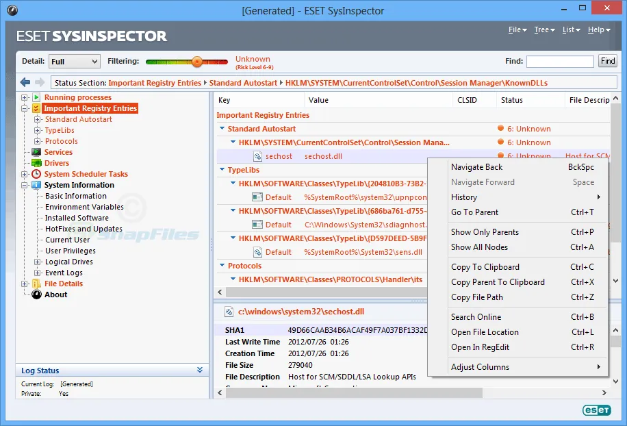 ESET SysInspector Ekran görüntüsü 2