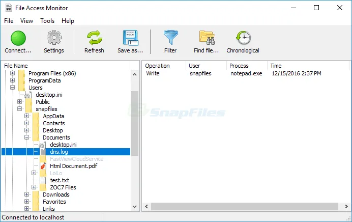 SoftPerfect File Access Monitor Ekran görüntüsü 1