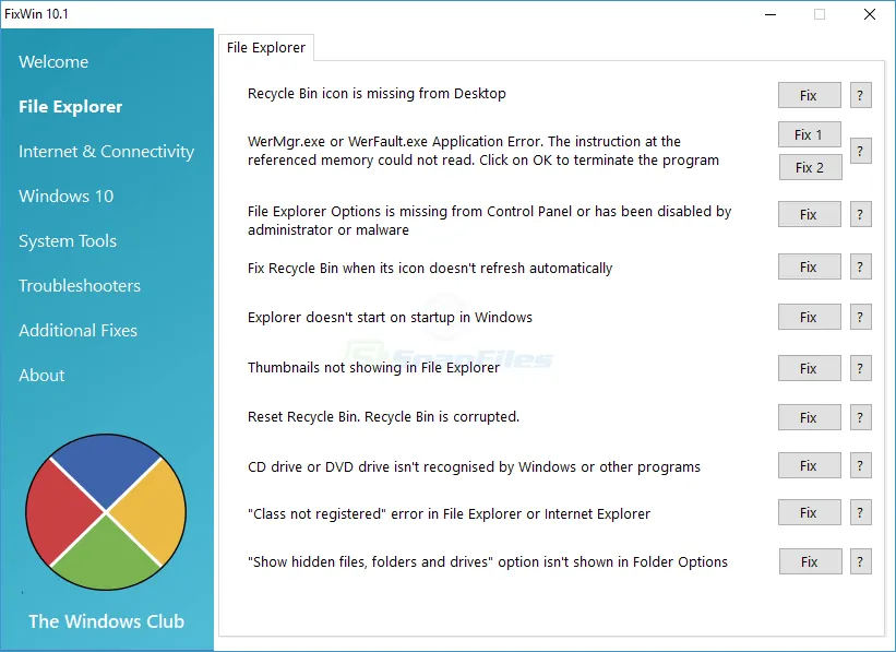 FixWin 10 Ekran görüntüsü 2