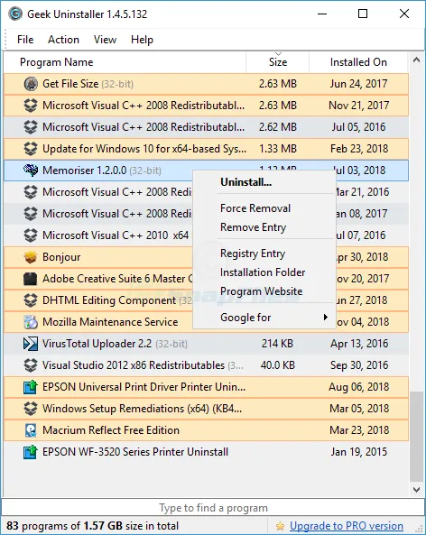 Geek Uninstaller Ekran görüntüsü 1