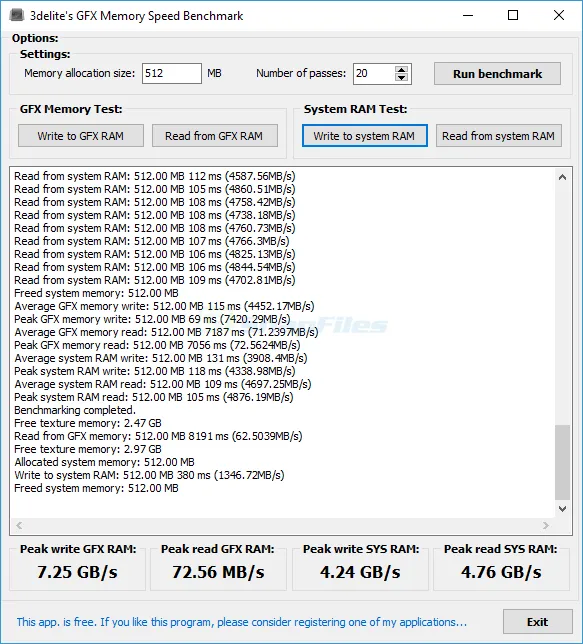 GFX Memory Speed Benchmark Ekran görüntüsü 1