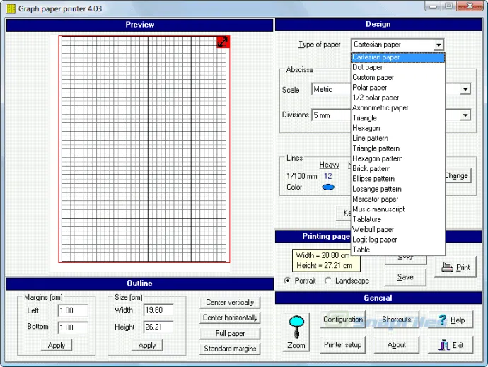 Graph Paper Printer Ekran görüntüsü 1