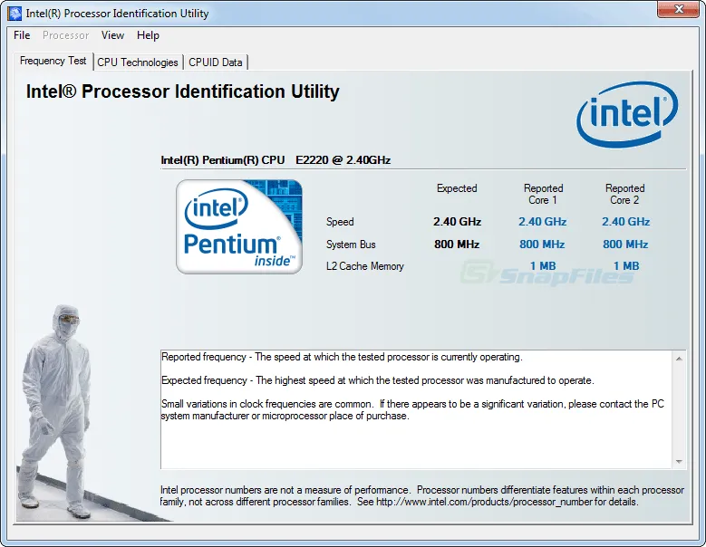 Intel Processor Identification Utility Ekran görüntüsü 1