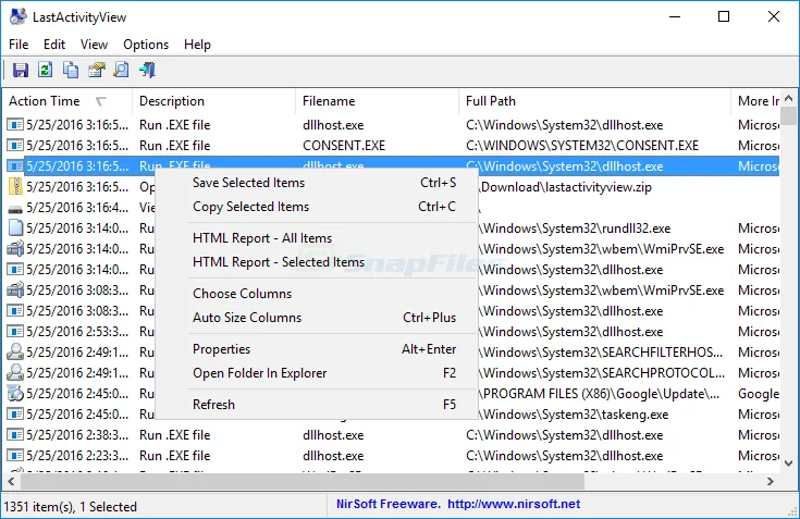 LastActivityView Ekran görüntüsü 1