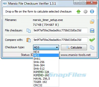 Marxio File Checksum Verifier Ekran görüntüsü 1