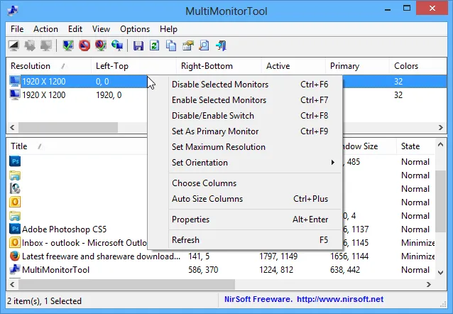 MultiMonitorTool Ekran görüntüsü 1