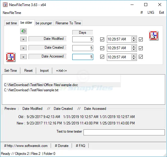 NewFileTime Ekran görüntüsü 2