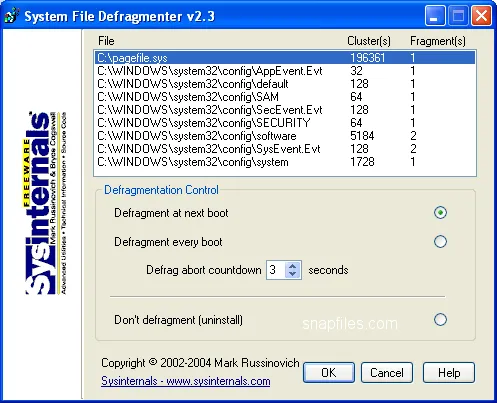 PageDefrag Ekran görüntüsü 1