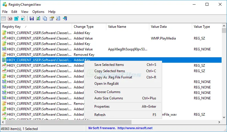 RegistryChangesView Ekran görüntüsü 1