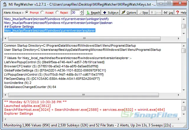 MJ Registry Watcher Ekran görüntüsü 1