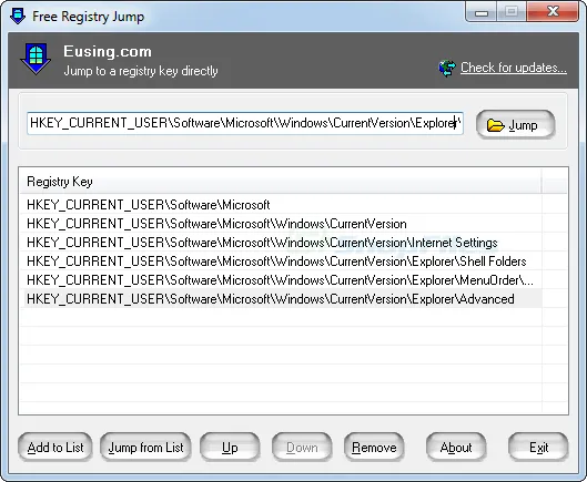 Free Registry Jump Ekran görüntüsü 1