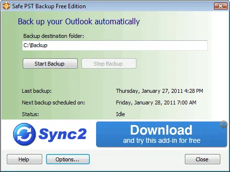 Safe PST Backup (Free Edition) Ekran görüntüsü 1