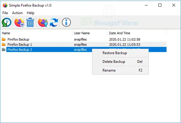 Simple Firefox Backup Ekran görüntüsü 1