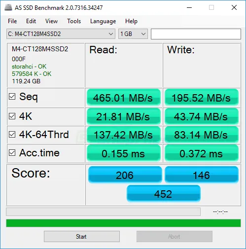 AS SSD Benchmark Ekran görüntüsü 1