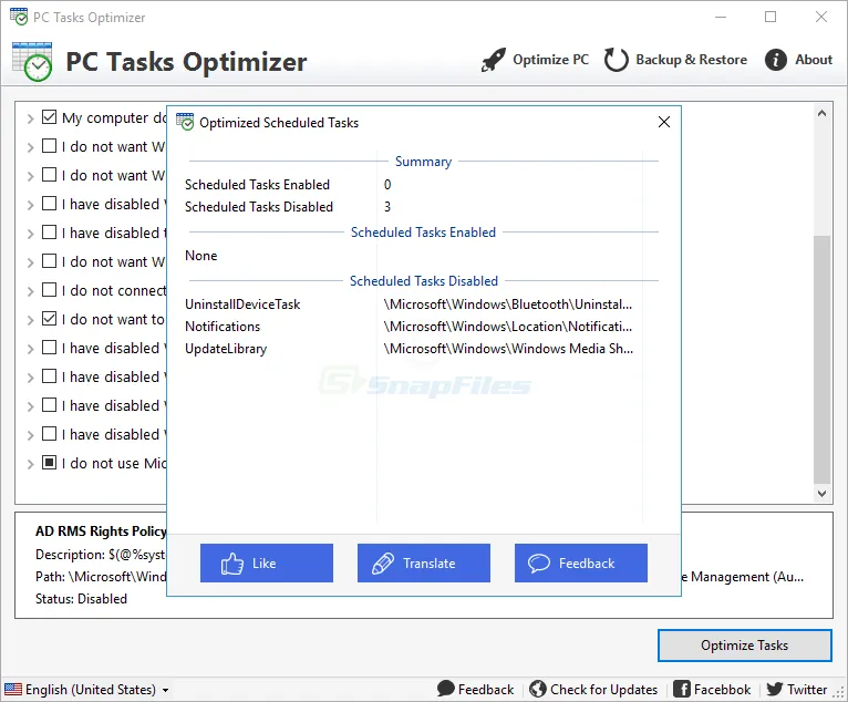 PC Tasks Optimizer Ekran görüntüsü 2