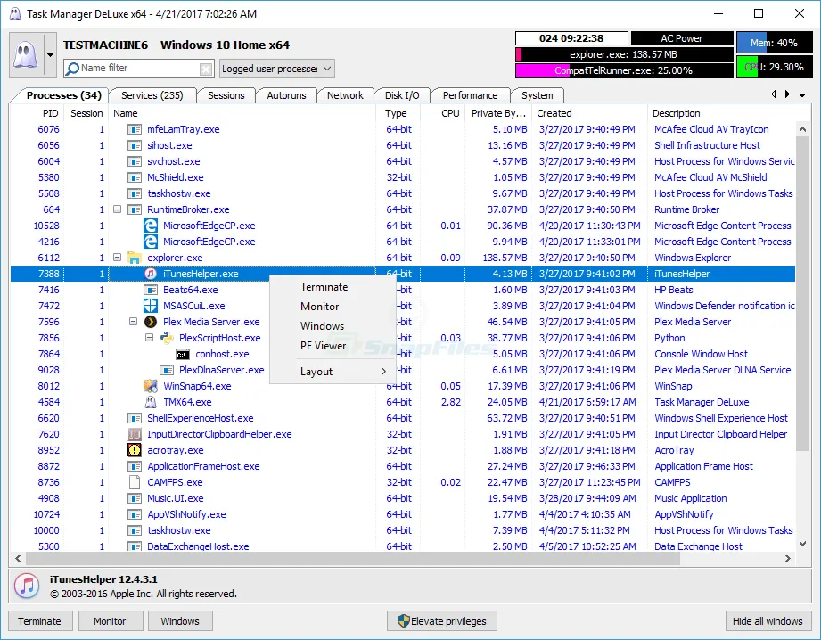 MiTeC Task Manager DeLuxe Ekran görüntüsü 1