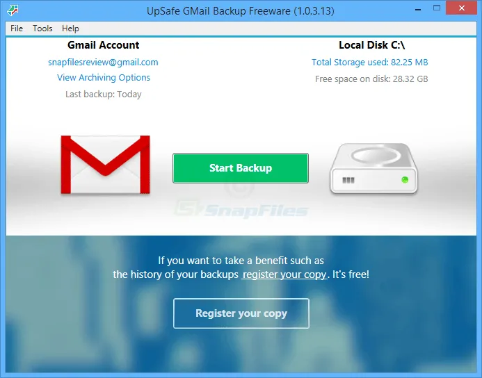 UpSafe Gmail Backup Ekran görüntüsü 1