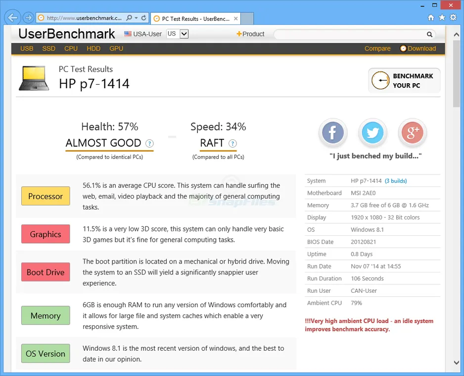 UserBenchmark Ekran görüntüsü 1