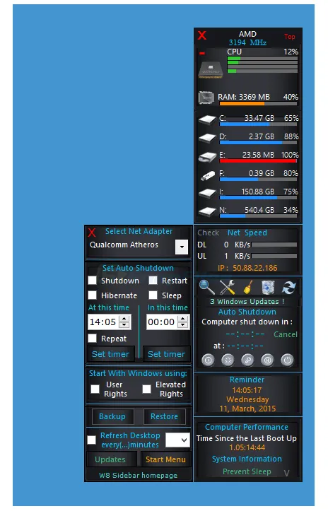 W8 Sidebar Ekran görüntüsü 2