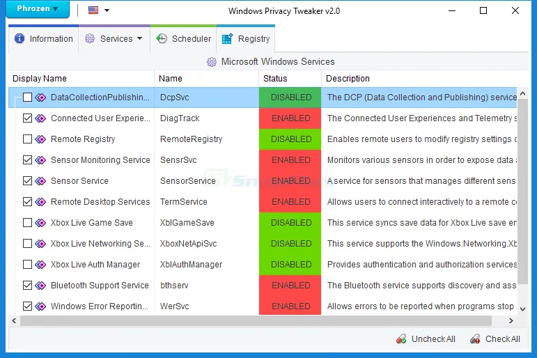 Windows Privacy Tweaker Ekran görüntüsü 1