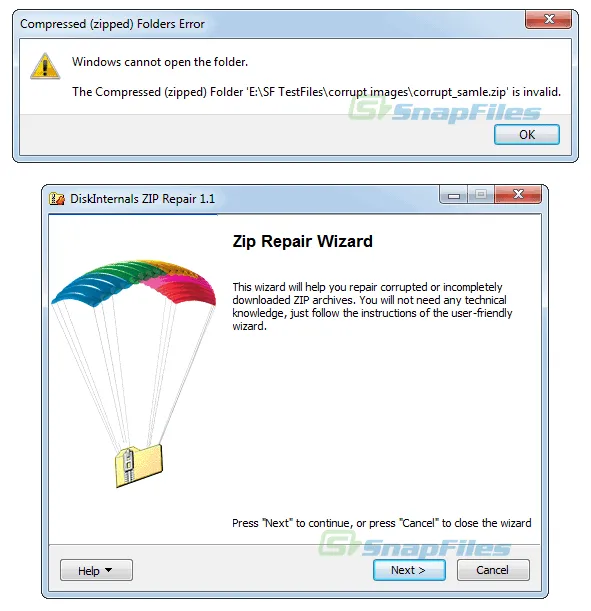 DiskInternals ZIP Repair Ekran görüntüsü 1